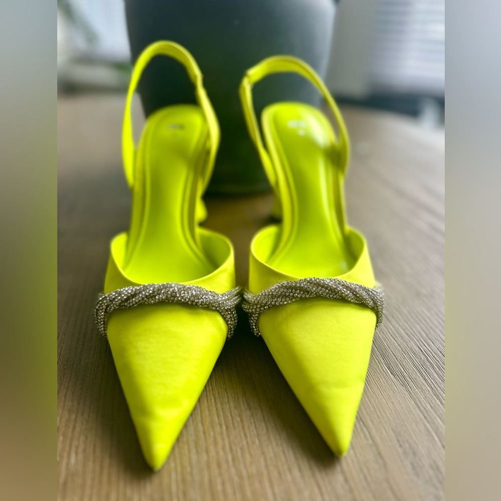Zara satin effect rhinestone heel.